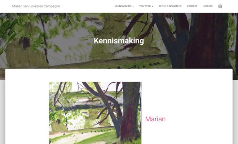 Het bovenste deel van de home pagina van Marian van Lookeren Campagne na oplevering juni 2020