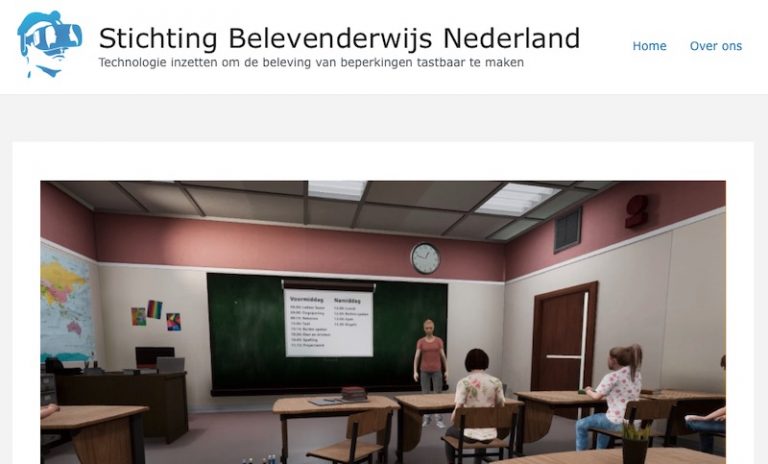Het bovenste deel van de home pagina van Stichting Belevenderwijs na live gaan in 2021